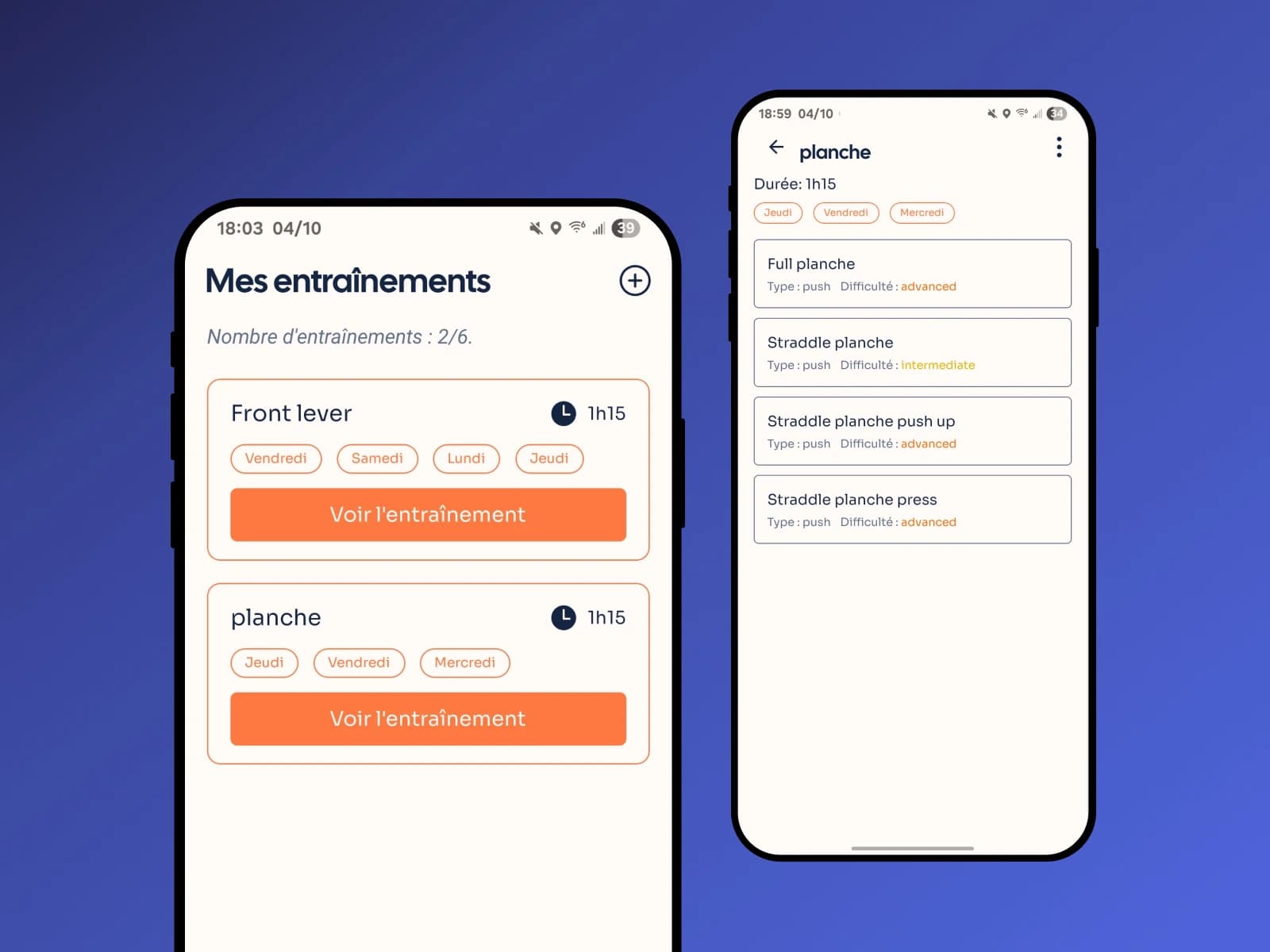 Des entraînements personnalisés